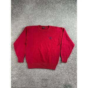 VINTAGE 80s Chaps Ralph Lauren Sweater Mens Medium Red Blue Crest Logo Crewneck